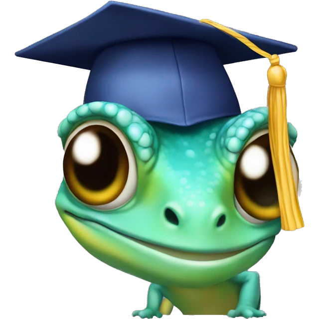 cuty chameleon with mortarboard emoji