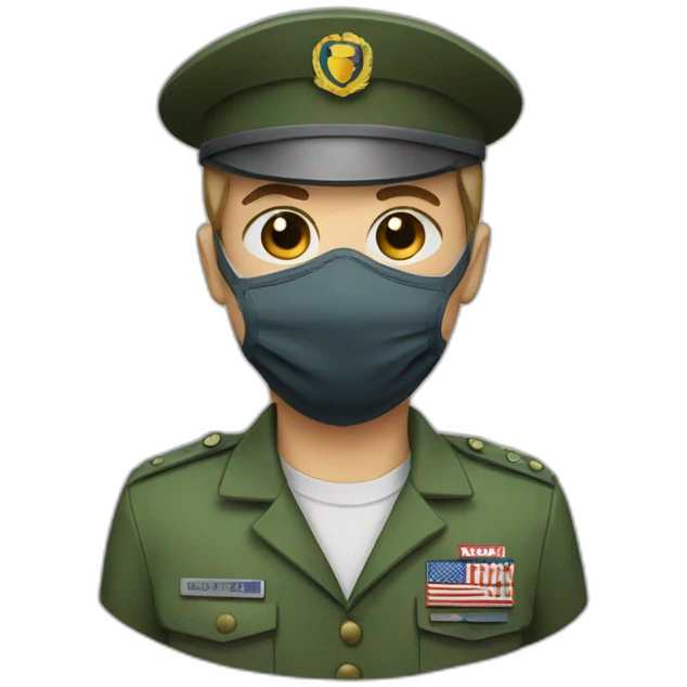 a military Headshot in a Medical masks emoji