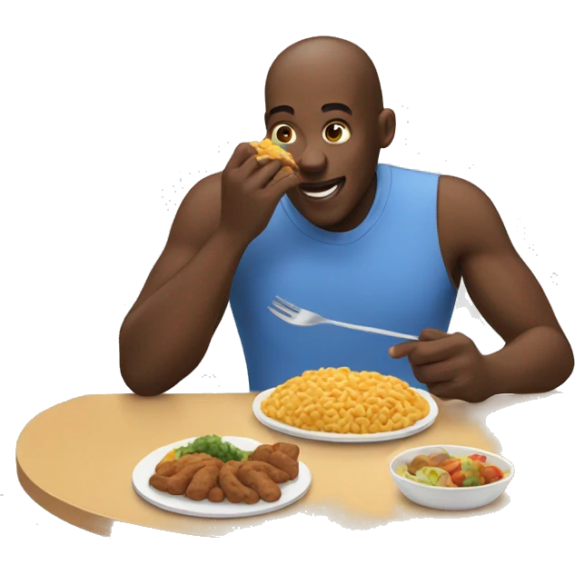 african american man eating food emoji