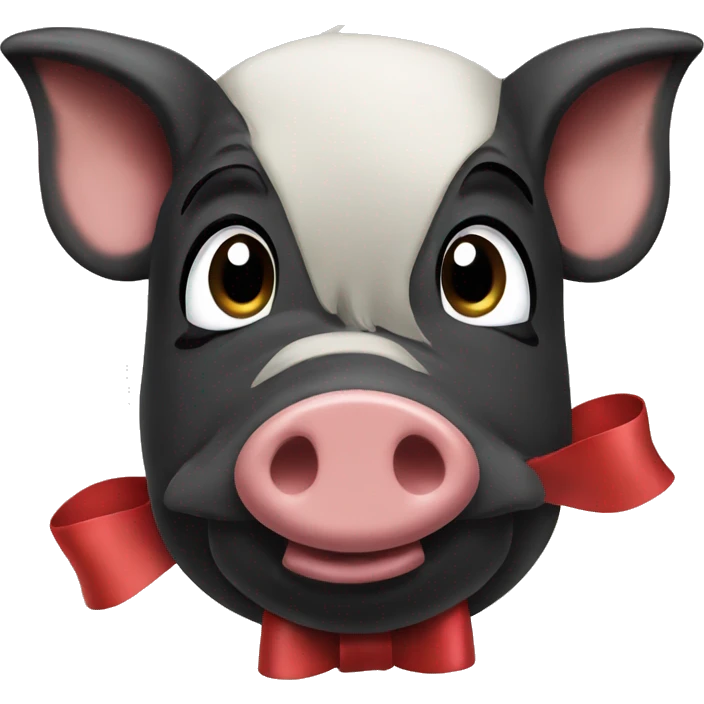 Black pig with a long snout and a bow emoji