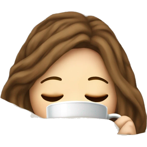 White Girl inside a blanket sipping coffee eyes closed emoji