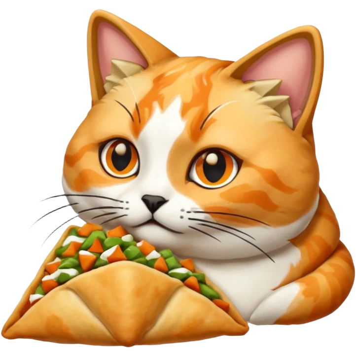 calico cat eating samosa emoji