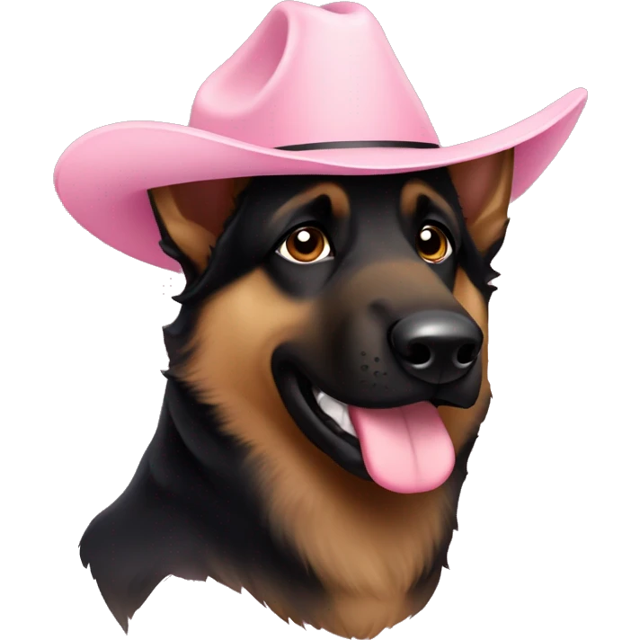 Dark German shepherd pretty light pink cowboy hat emoji