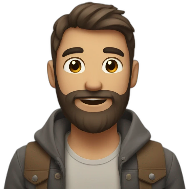 man with calvitie no barbe and love golang emoji
