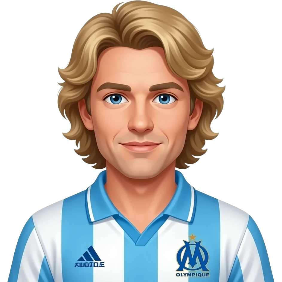 Jean-Pierre Papin (blond bouclé) en maillot de l'olympique de marseille des années 1990 emoji