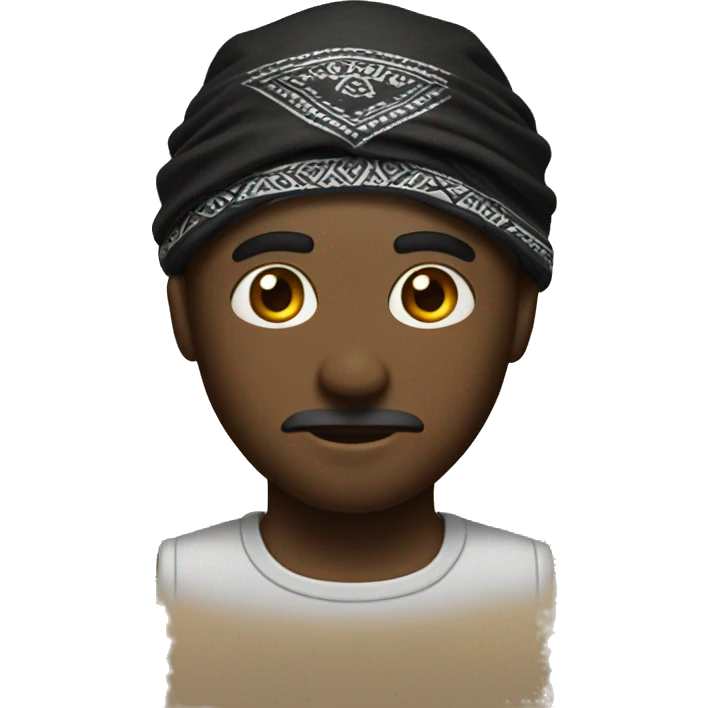 Classic iphone emoji with black bandana on head and wild eyes  emoji