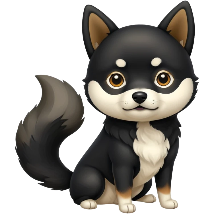 black Shiba Inu dog with pointed ears and curled tail emoji
