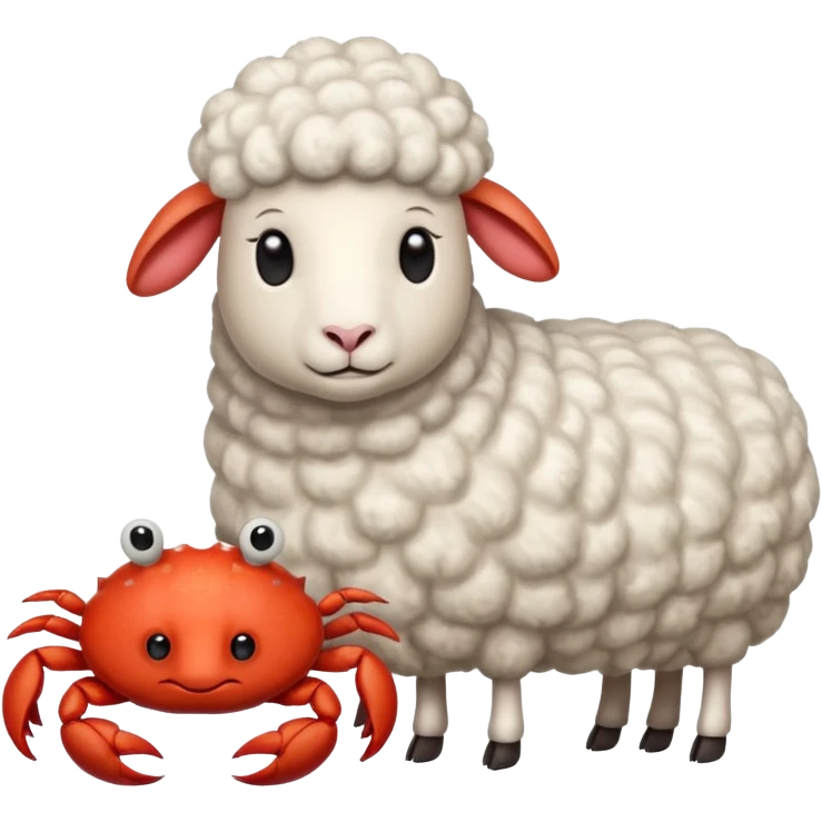 Two sheep emoji and a crab emoji emoji
