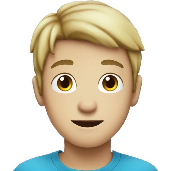 A boy with iphone with blue sea background only the face emoji