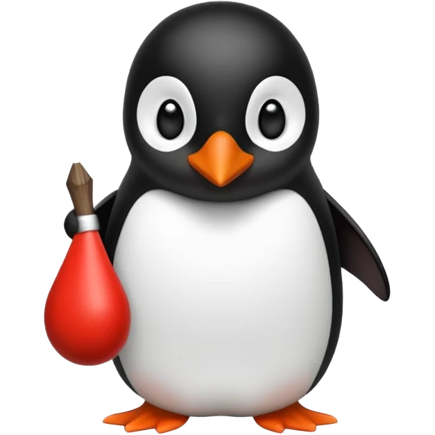 Un pinguino con una pajarita roja haciendo el gesto con la mano de cumplir una promesa. Como este pero con la palma de la mano abierta  emoji