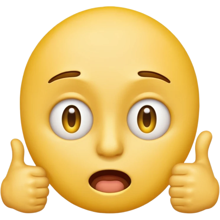 Original yellow Emoji face stressed out with one eye quivering half open and a thumbs up sticking out emoji