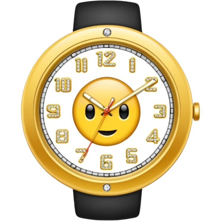 Crea un reloj de oro amarillo con muchos diamantes, sin la cara de fondo emoji