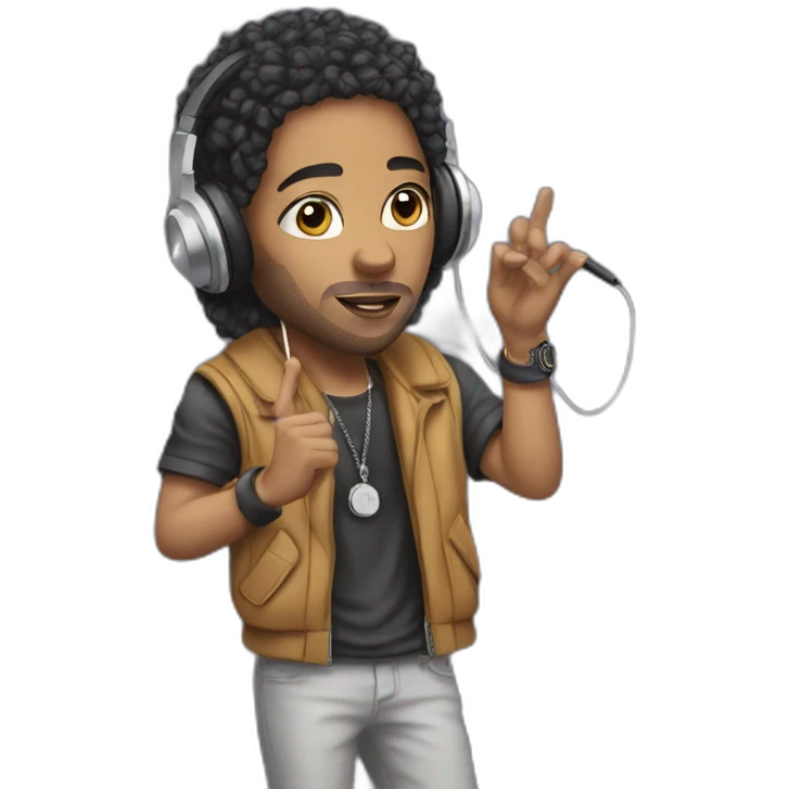 rapper mixed race with a mic and a headphone emoji