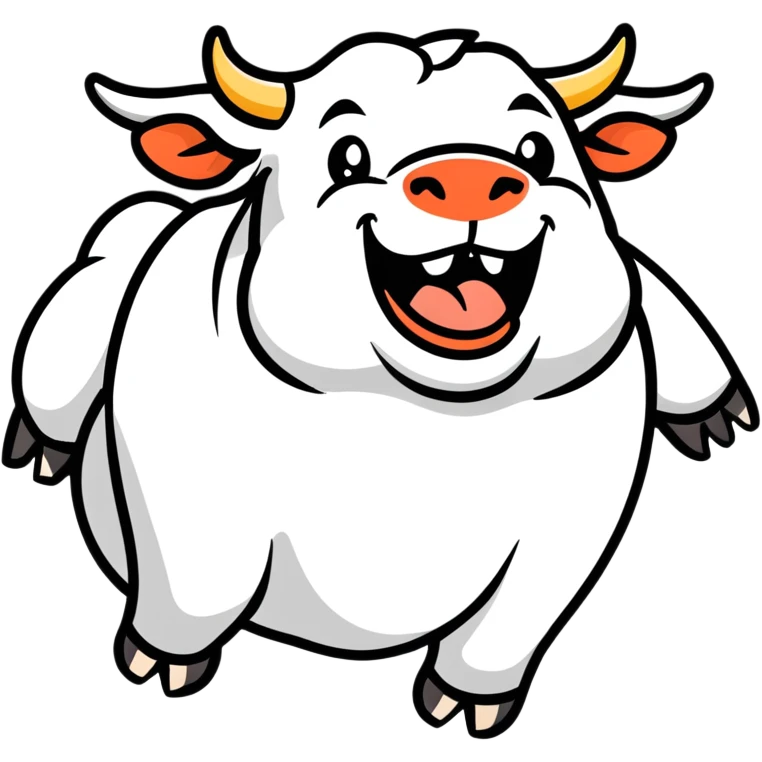 laughing bull, cartoonish sticker style emoji