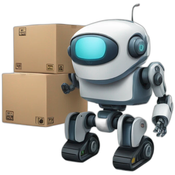 robots assisting in shipment and delivery services emoji