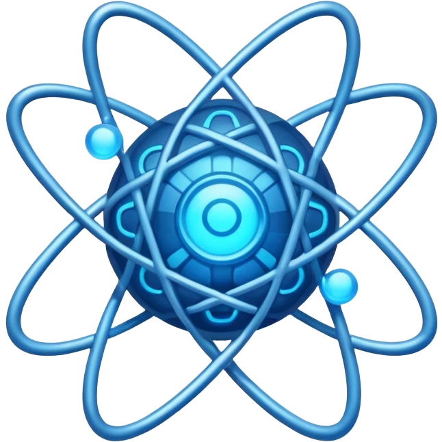 atomic nucleus with code symbols emoji