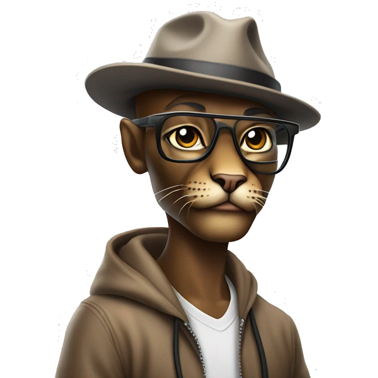 Mulatto hiphop confident business skinny ghetto adult cat full body pfp with smart glasses and chill eyes emoji