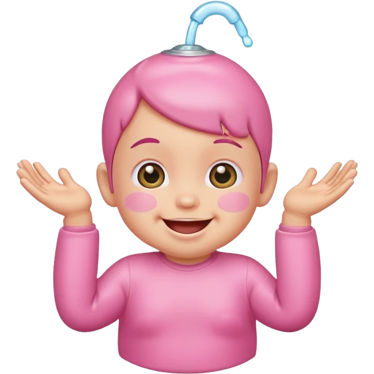 Smiling baby oil pink with silly face emoji