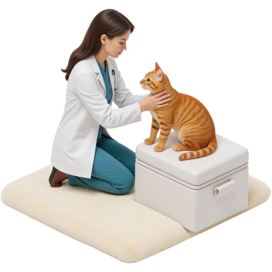 veterinarian examining a cat emoji