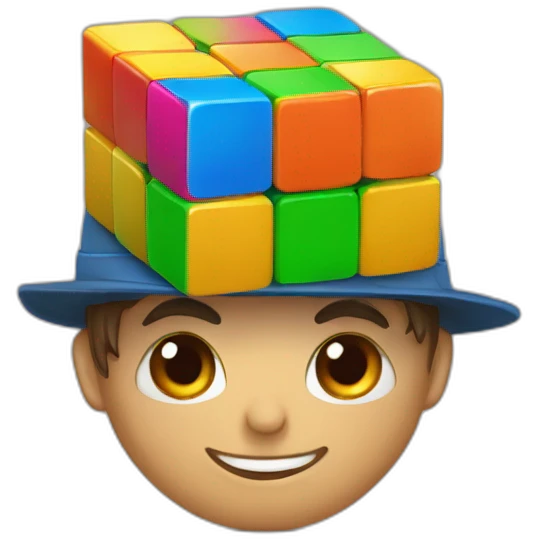 Rubiks cube wearing à hat emoji