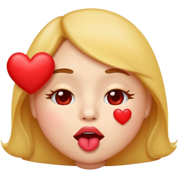 Emoji, face blowing a kiss, puckered lips, small heart emoji