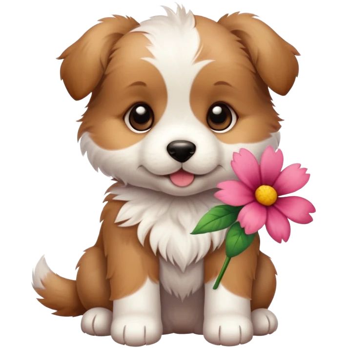 Puppy with flower emoji