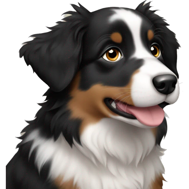 Black tri colour Australian shepherd puppy emoji