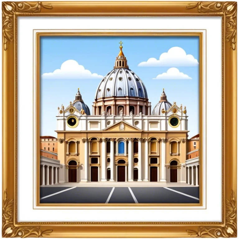 Cinematic Realistic St. Peter's Basilica Landmark Emoji, depicted with majestic, ornate architecture rendered with lifelike detail and regal lighting. emoji