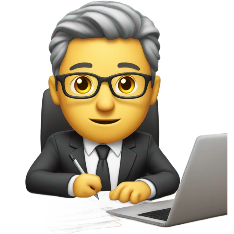Financial advisor board sitting at his desk emoji