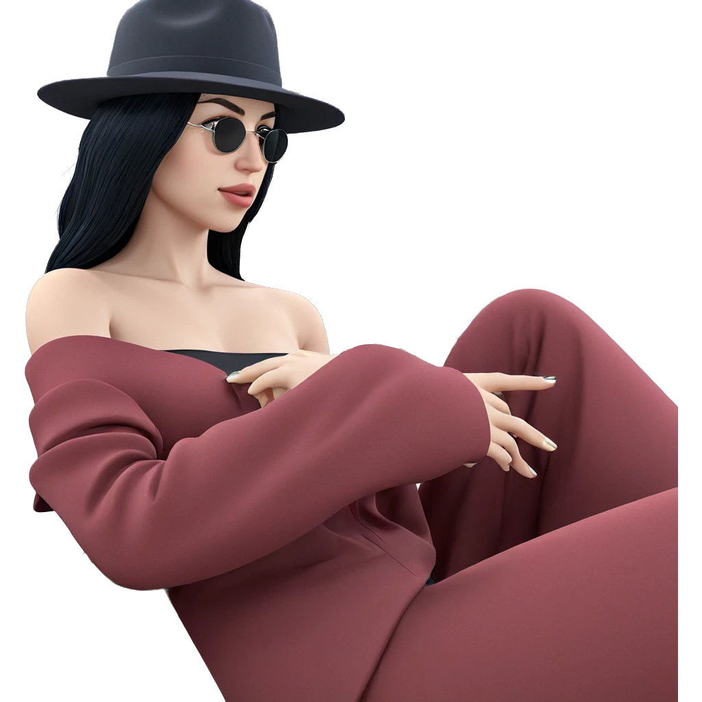 girl with black hair hat emoji