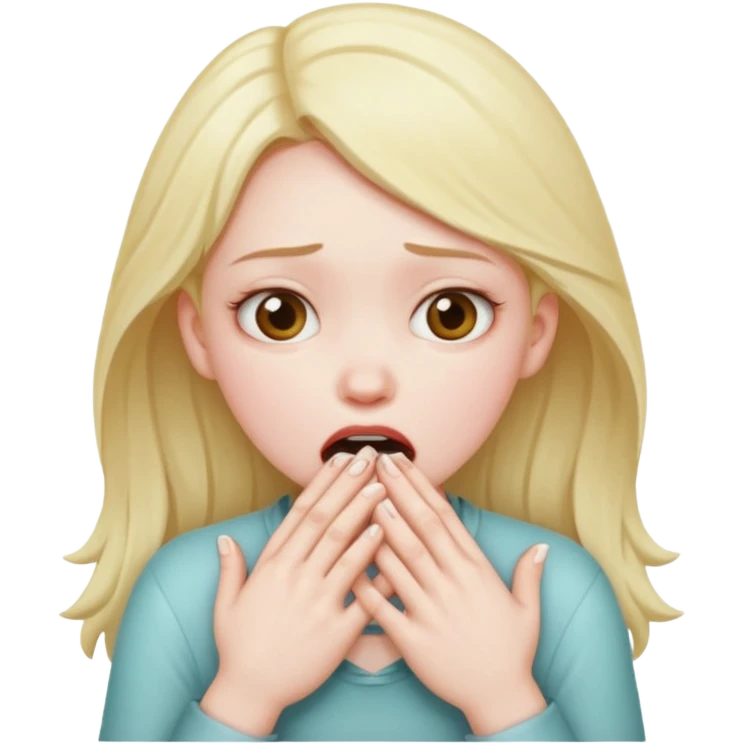 Girl choking herself with her hands ￼ emoji
