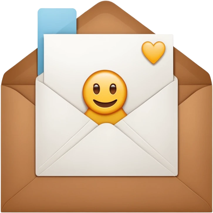blank greeting card open with brown envelope next to it emoji