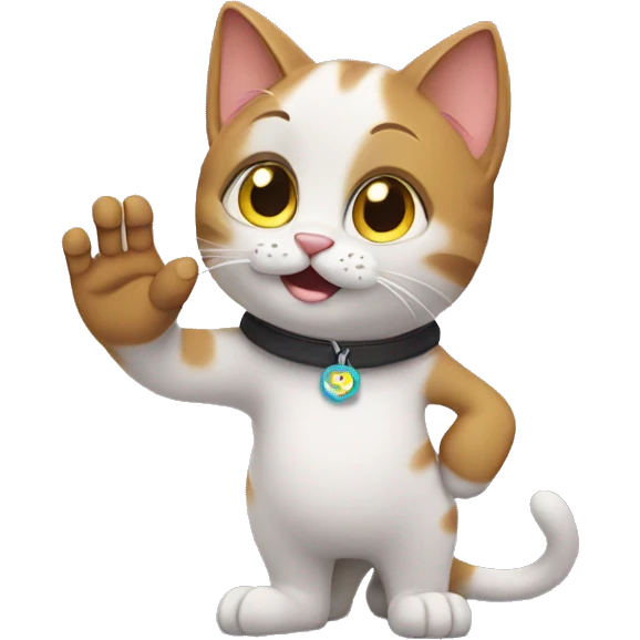 cat says bye and waves with paws emoji
