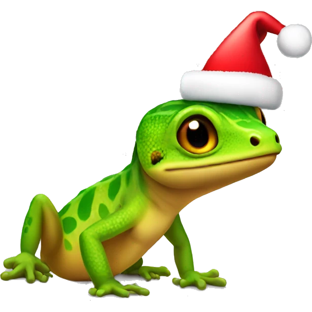 gecko with Christmas hat emoji