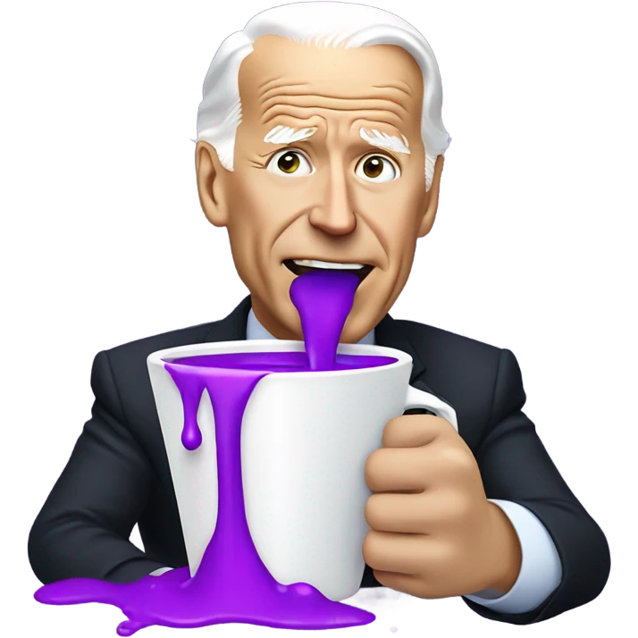 biden with purple liquid spilling out of white cup emoji