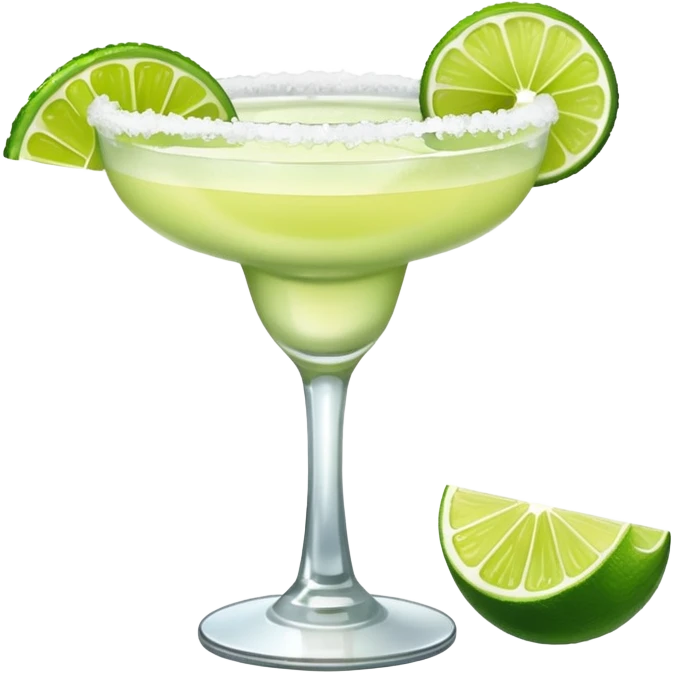 a margarita cocktail. NO STRAW. add salt on the rim. NO LEMONS emoji