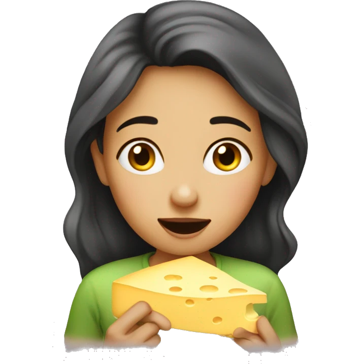 a girl smelling cheese emoji