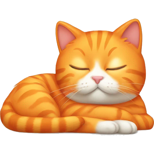 Orange cat with an orange bow sleeping emoji