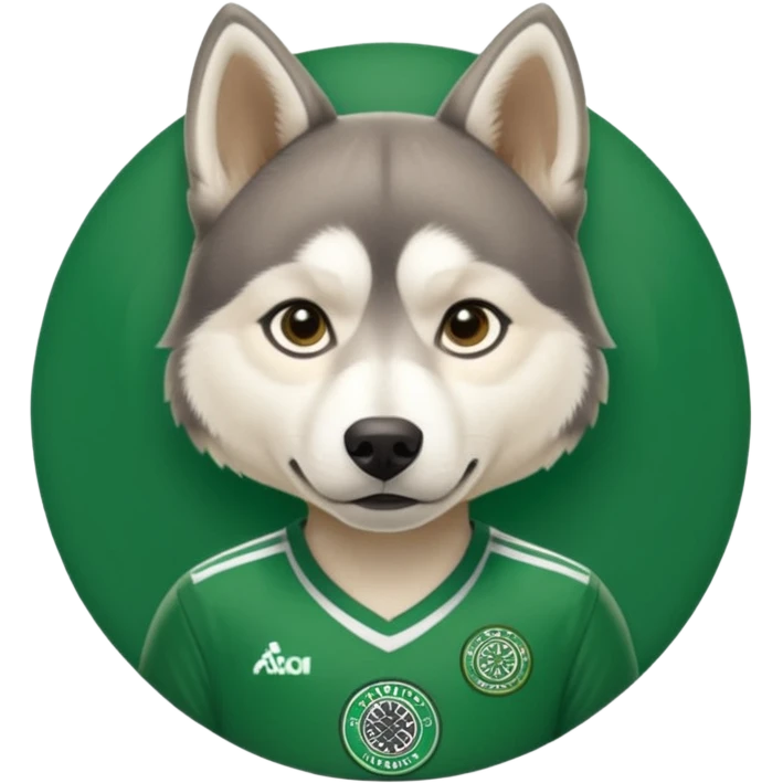 Husky wearing a Celtic fc top emoji