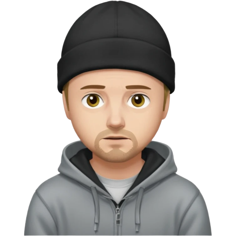 Illustrate Jesse Pinkman in hoodie & beanie with casual slouched pose. emoji