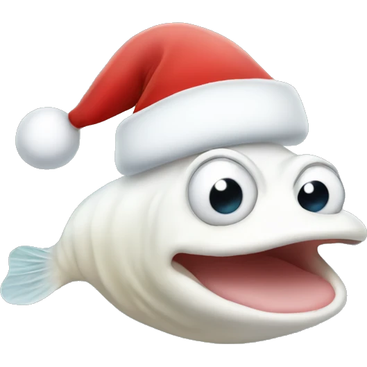 White tadpole wearing a Santa hat  emoji