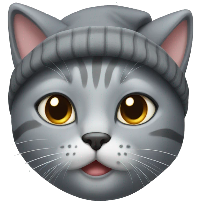 Grey cat with a toque emoji