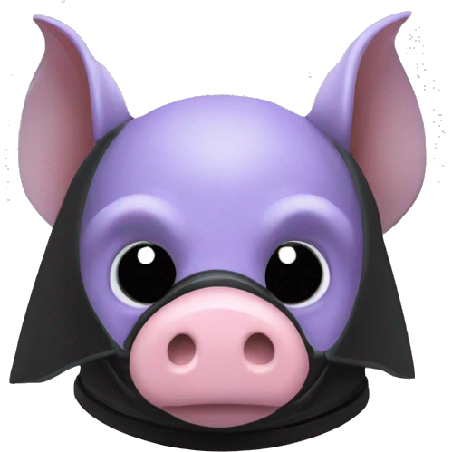 Lavender gray Pig darth Vader mask face armadillo darth Vader fanned tail feathered tail pig armadillo darth Vader face emoji