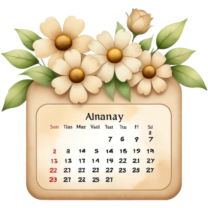 Calendar and flowers beige emoji