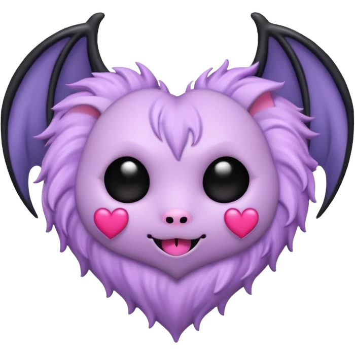pastel goth heart with lavender bat emoji