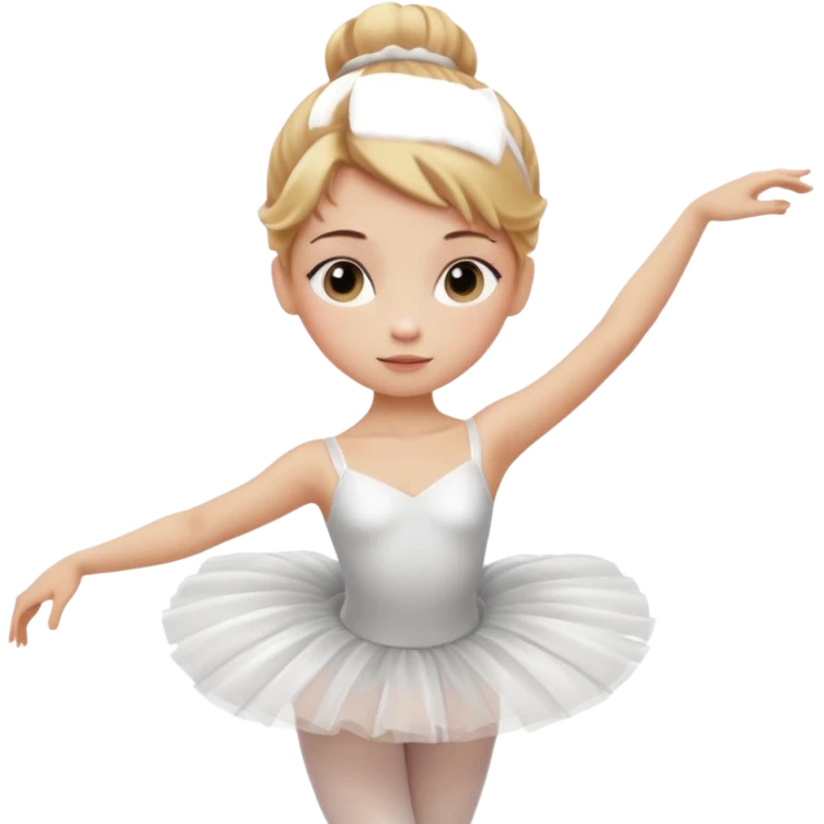 Cinematic Realistic Ballerina Portrait, depicted with lifelike skin texture, subtle rosy undertones, and soft natural lighting that enhances the gentle contours of her face. Her intricately detailed golden blonde hair is elegantly styled in an updo, emoji