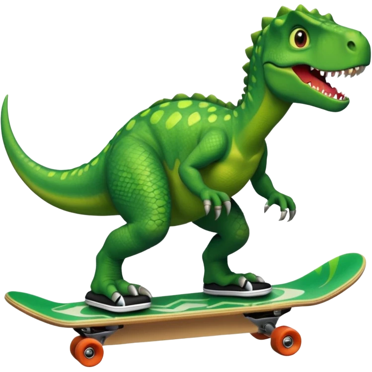 Dinosaur on a skateboard emoji