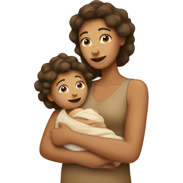 tan mum and baby cuddle emoji
