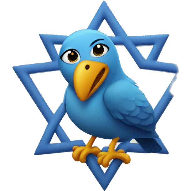 Bird wearing a Star of David emoji