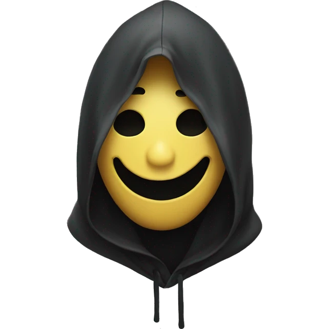 creepy smiley face with a hood emoji